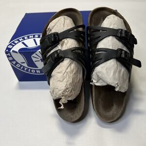 Birkenstock Granada Sandals Women's Size 37 L6 M4 Black Leather Double Strap